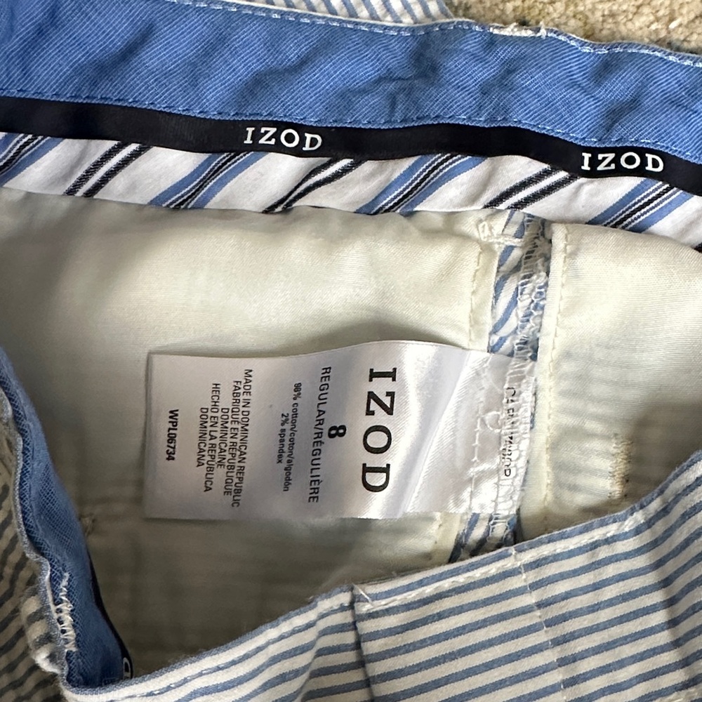 Izod Kids Blue and White Striped Formal Pants - Picture 2 of 4